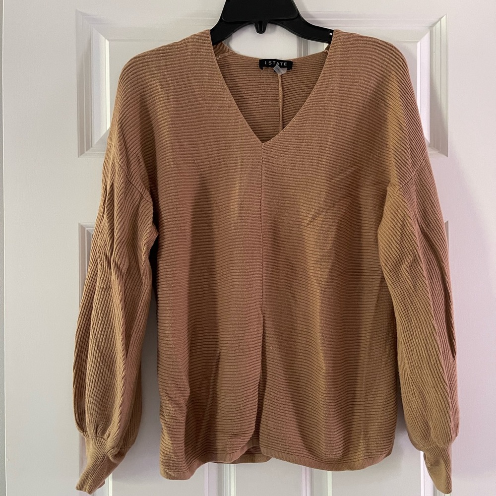 1STATE Camel Vneck Sweater